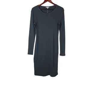 JAMES PERSE NWT SZ 2 M Grey  LONG SLEEVE MIDI BODYCON PULLOVER DRESS Ribbed